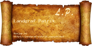 Landgraf Patrik névjegykártya